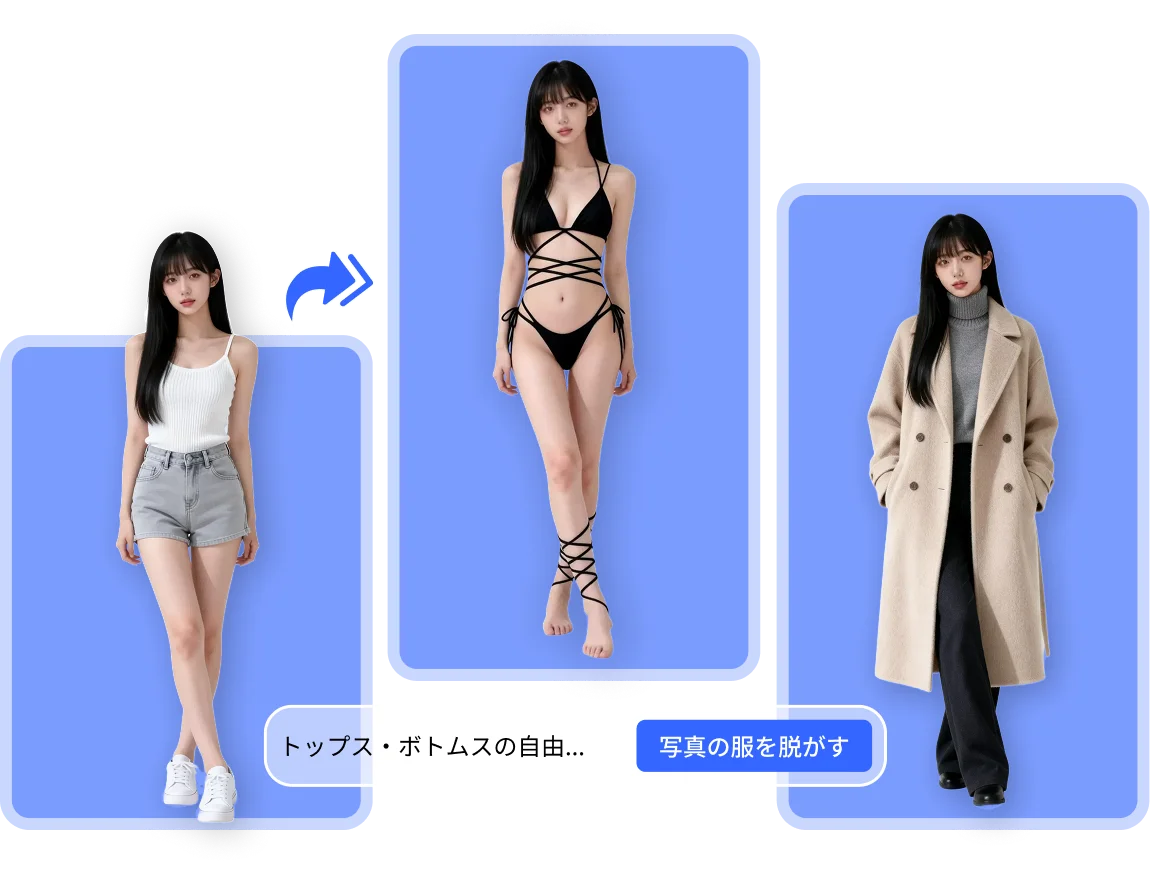 トップス・ボトムスの自由な着せ替え