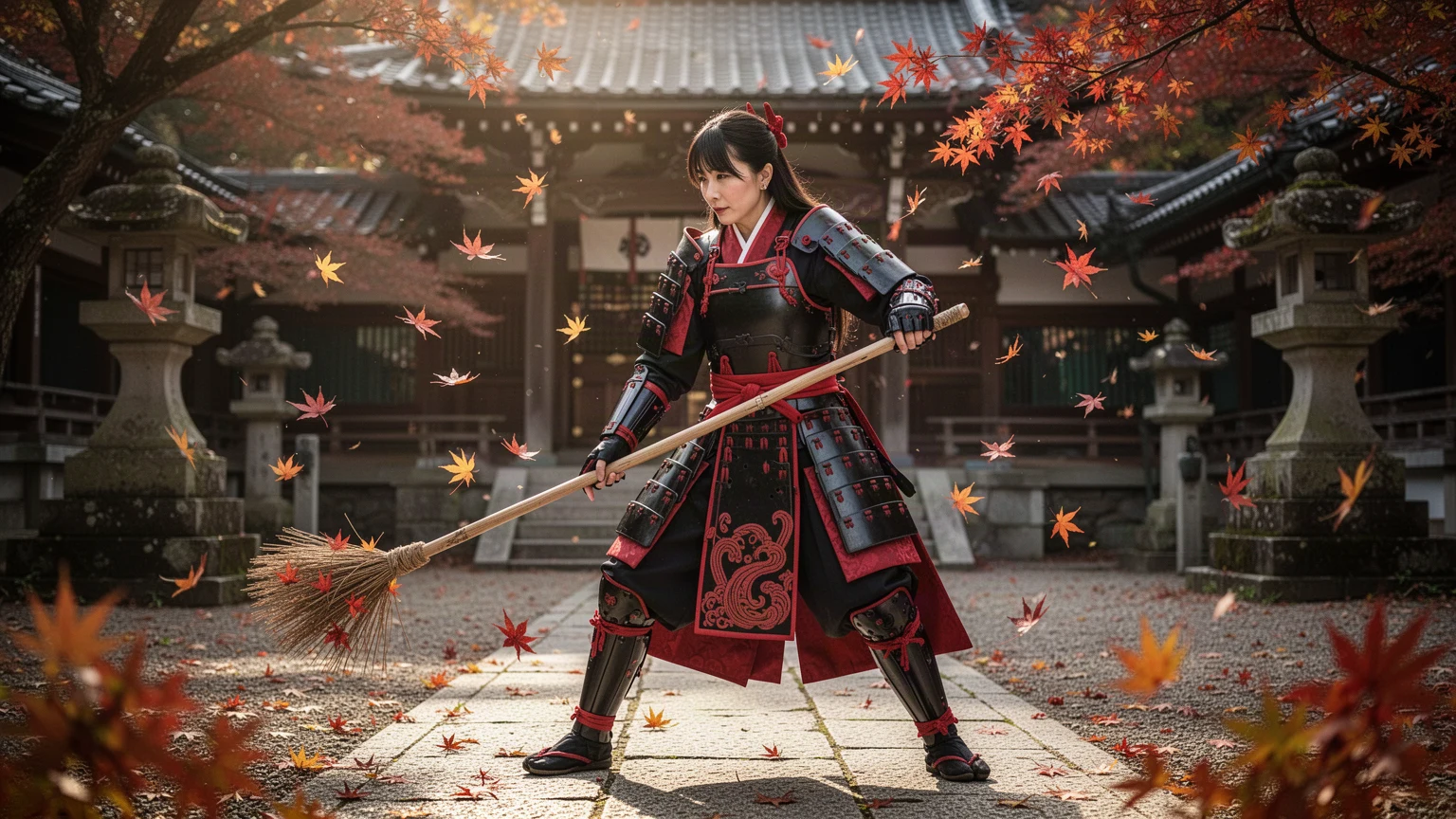 紅葉を払う神社の守護者
