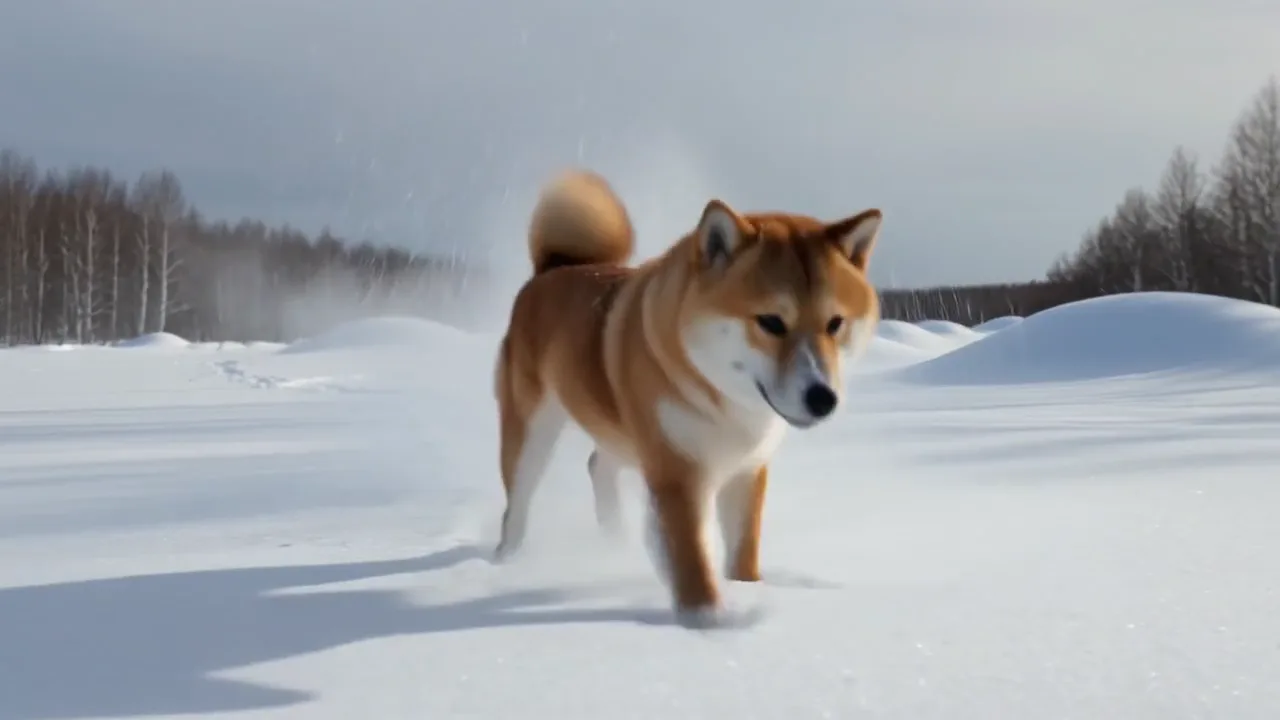 雪を走る柴犬のHappyHorse 1.1フレーム