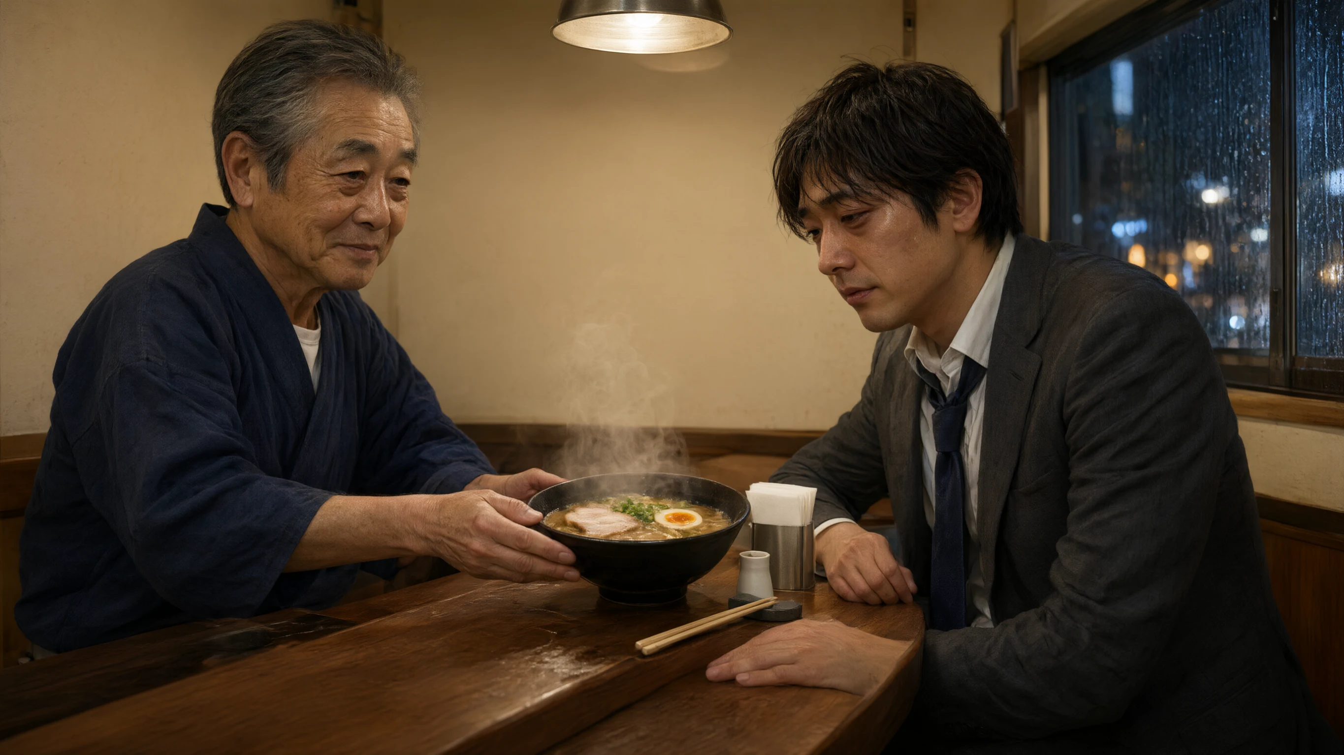 終電後のラーメン店